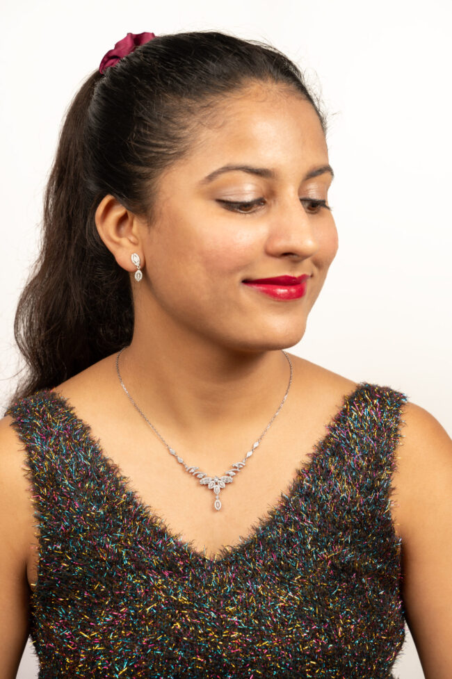 Pure Silver Flower Petal Necklace - Image 2