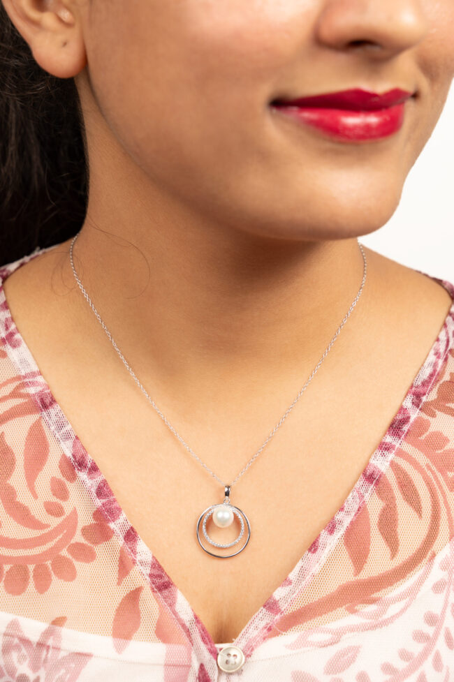 Pure Silver Modern Pearl Necklace - Image 2