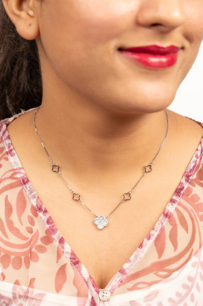 Pure Silver Clover Necklace - Image 2