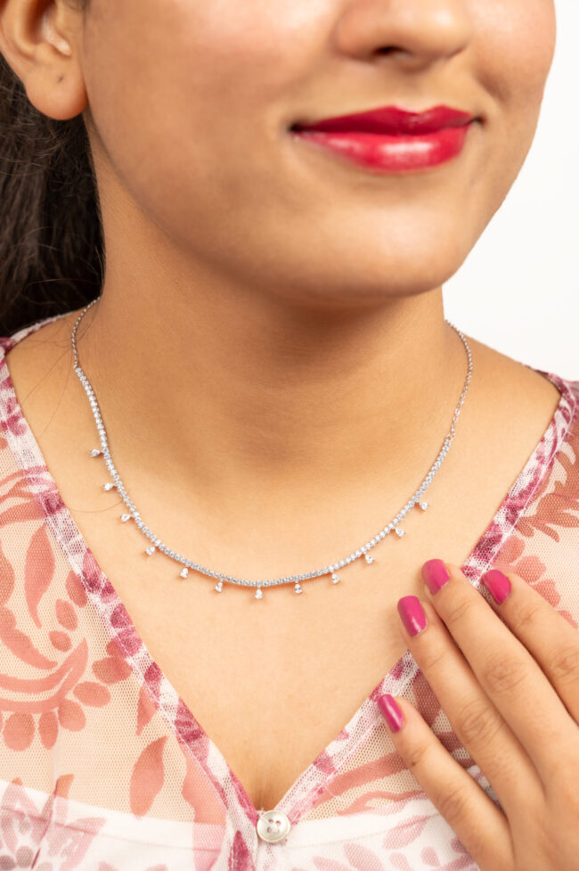 Pure Silver Tennis Necklace - Image 2