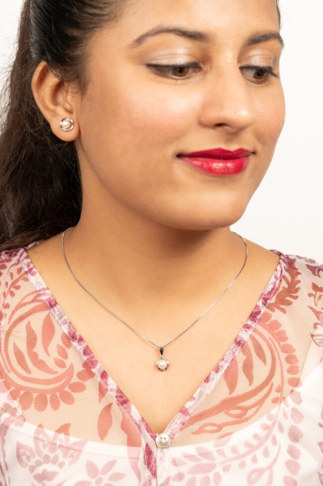 Pure Silver Designer Silver Pearl Set - Image 2