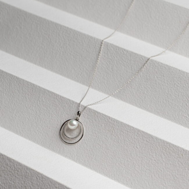 Pure Silver Modern Pearl Necklace