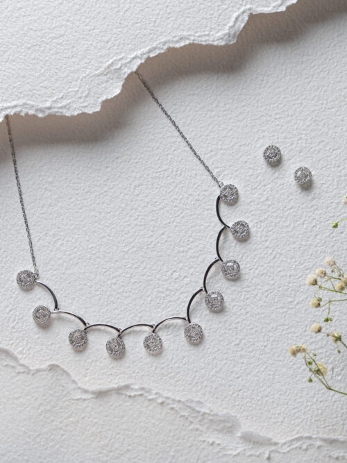 Pure Silver Hallow Designer Necklace Set