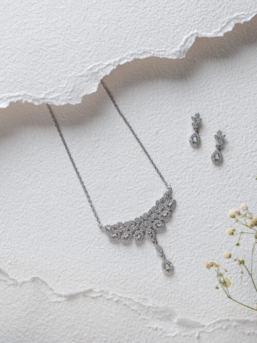 Pure Silver Dulex Zircon Necklace Set