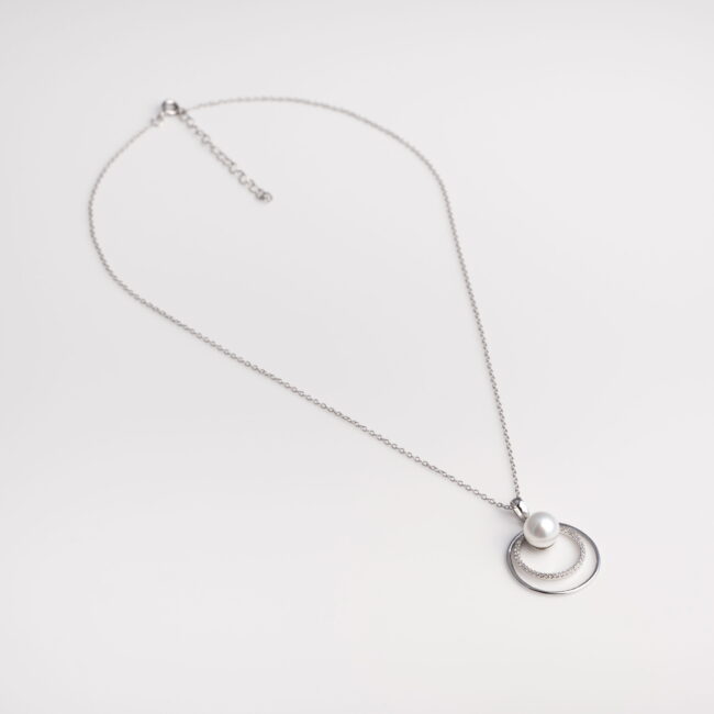 Pure Silver Modern Pearl Necklace - Image 3