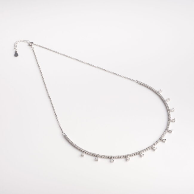 Pure Silver Tennis Necklace - Image 3