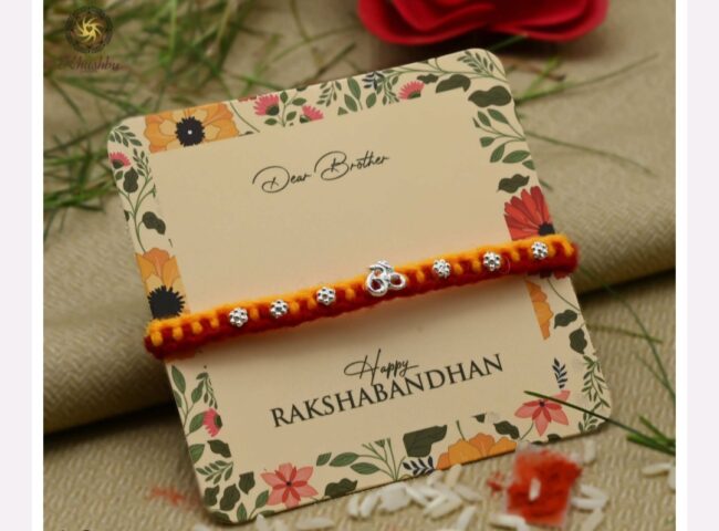 Silver Om Symbol Rakhi - Image 2
