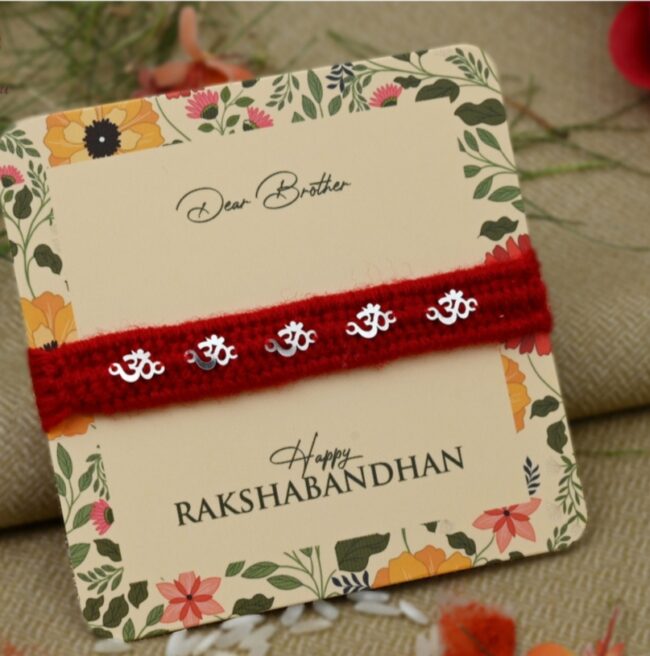 Silver Om dhaga Rakhi - Image 2