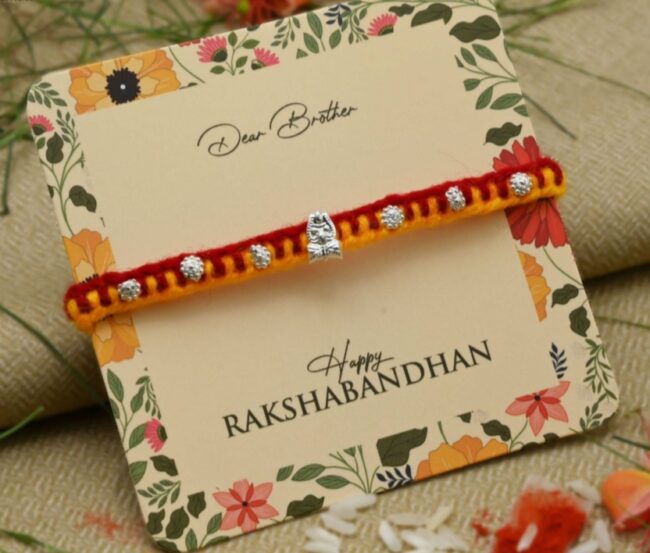 Pure Silver Trishul dhaga Rakhi - Image 2