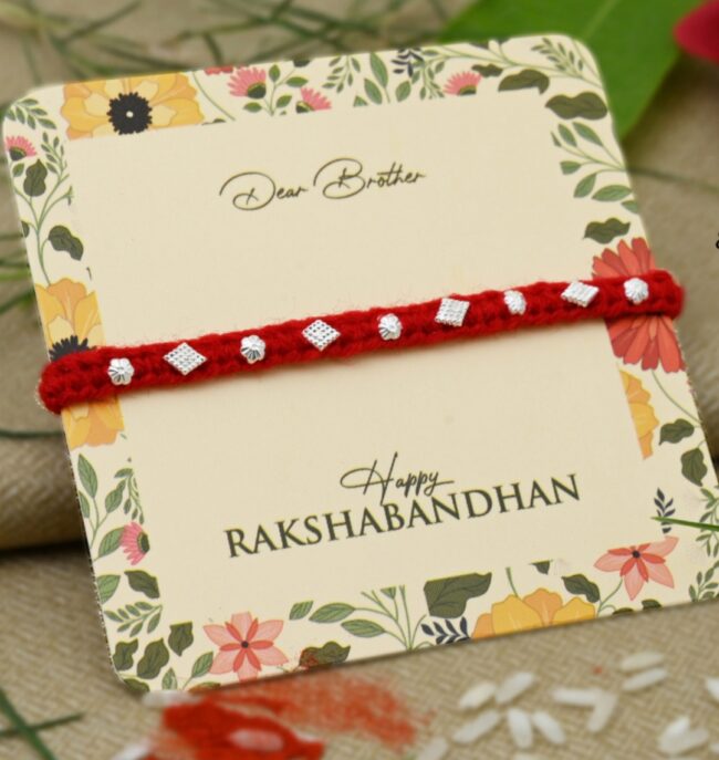 Silver Badam Design Rakhi - Image 2