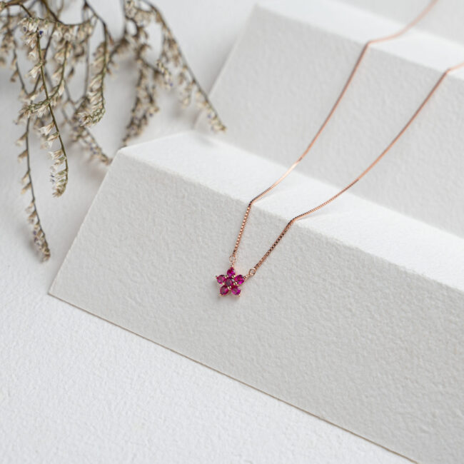 Ruby Nakshatara Patten Gold Plated Silver Chain - Image 3