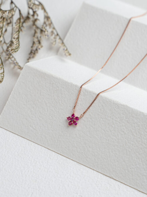 Ruby Nakshatara Patten Gold Plated Silver Chain
