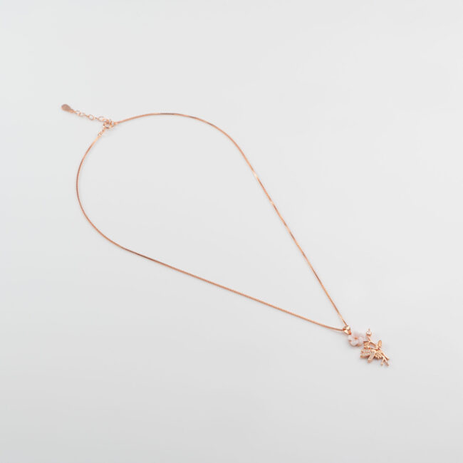 Rose Gold MOP Leaf Flower Pendant - Image 3