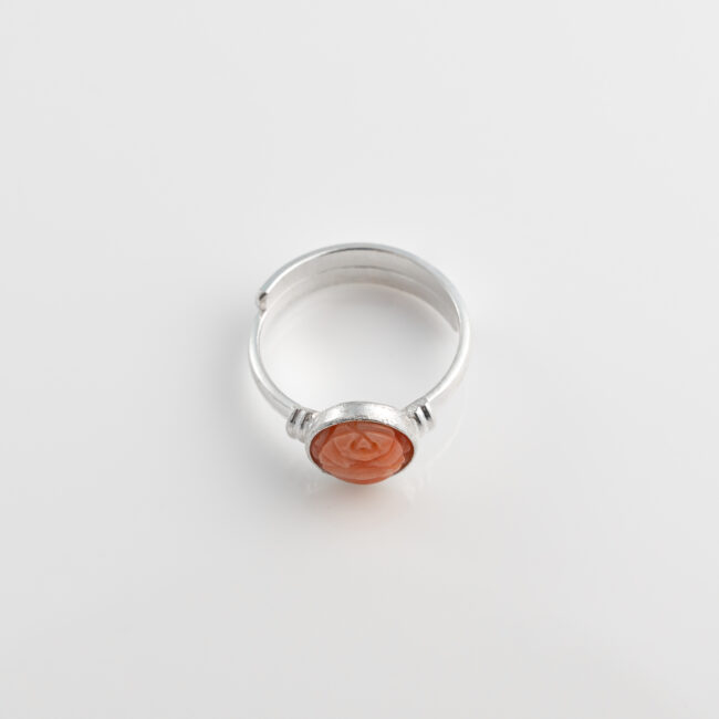 Original Rose Coral Pure Silver Adjustable Ring - Image 3