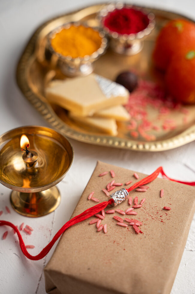 Silver Box Bead Rakhi