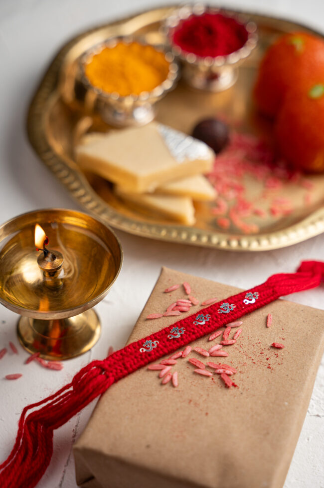 Silver Om dhaga Rakhi