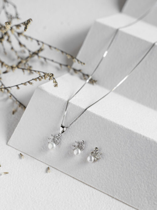 Pure Silver Swan Pearl Set