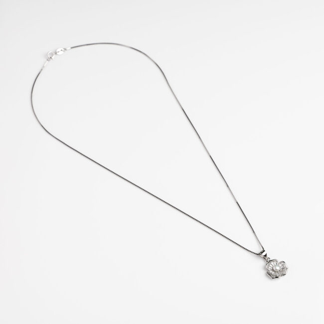Pure Silver Flower Pearl Set - Image 3