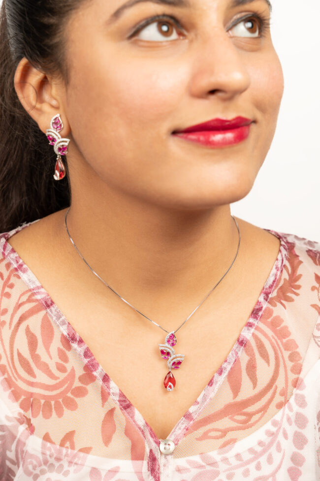 Pure Silver Ruby Elegant Silver Set - Image 2