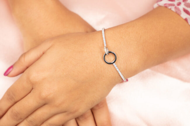 Silver Round Connecting Adjustable Bracelet - Image 2