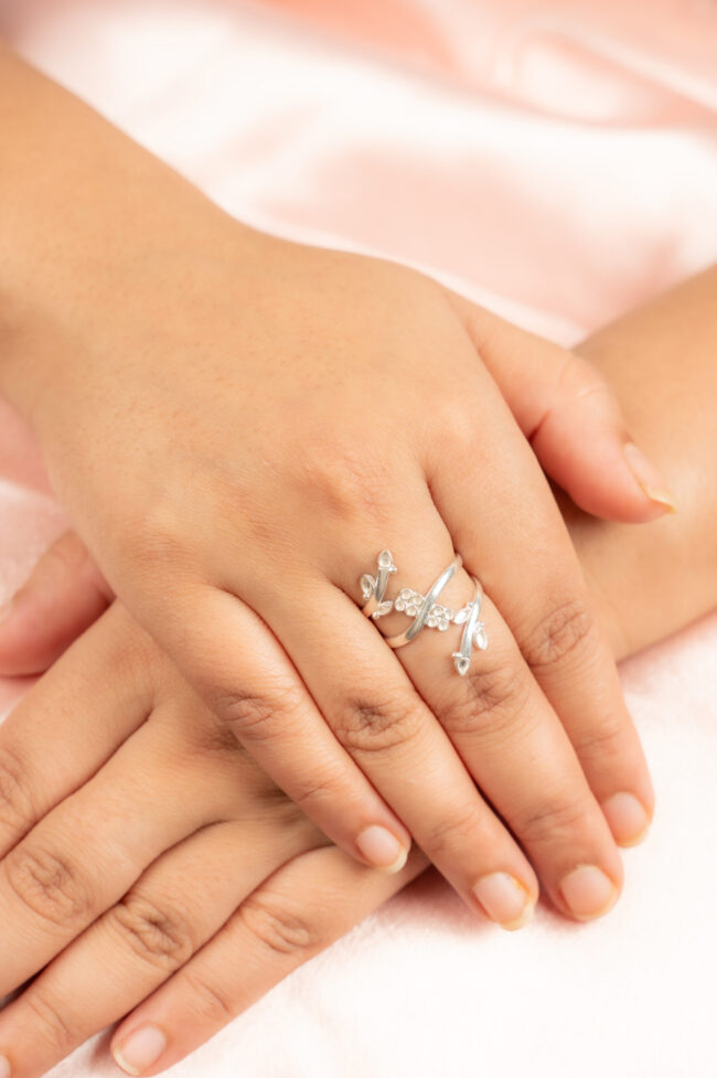 Pure Silver Nature Cocktail Ring - Image 2