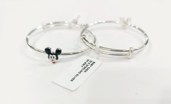 Pure Silver Micky Mouse Baby Kada - Image 2