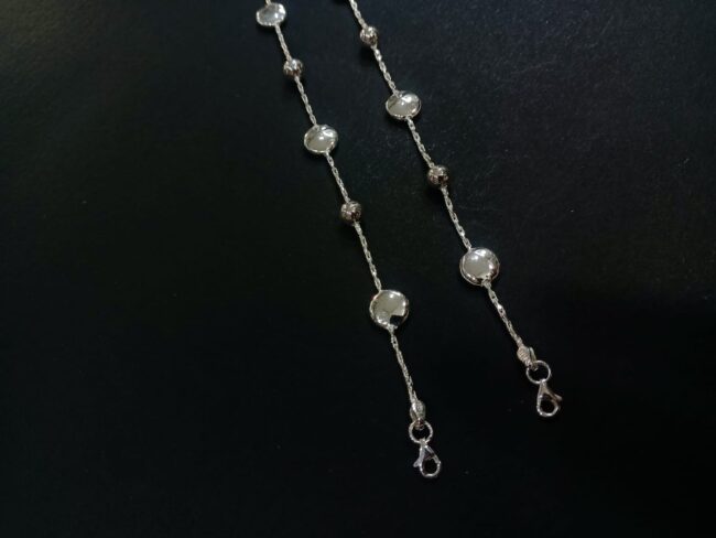 Pure Silver Bubble Beads Payal - Image 2