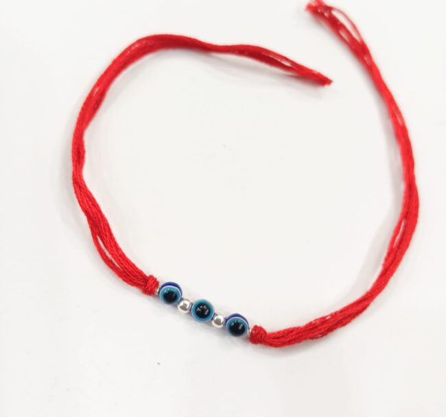 Silver 3 Evil Eye Bead Rakhi - Image 2