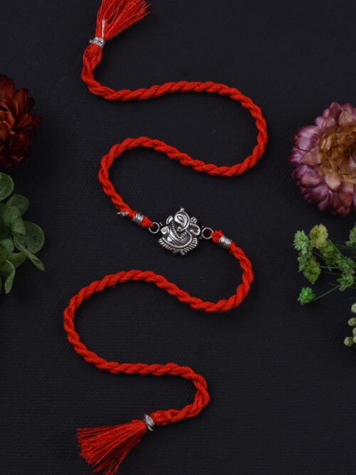 Pure Silver Oxidised Rakhi