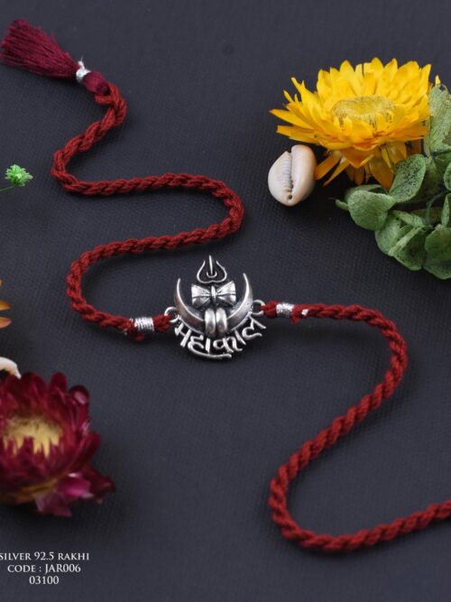 Pure Silver Oxidised Mahakal Rakhi