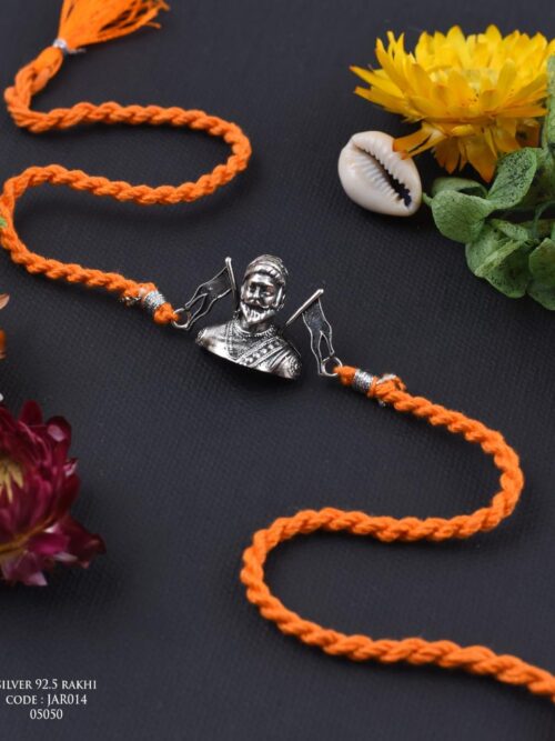 Pure Silver Oxidised Chatrapati Shivaji Maharaj Rakhi