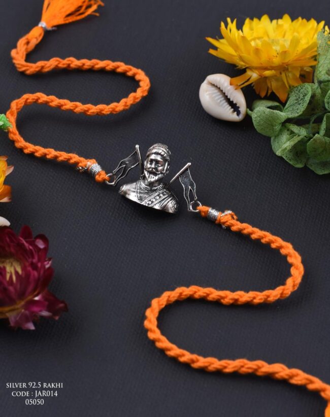Pure Silver Oxidised Chatrapati Shivaji Maharaj Rakhi