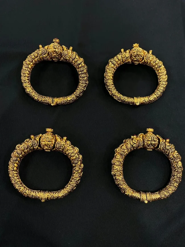 Nakashi Gold plated Silver Antique kada - Image 3