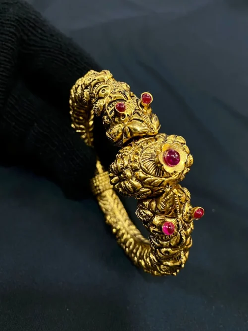 Nakashi Gold plated Silver Antique kada