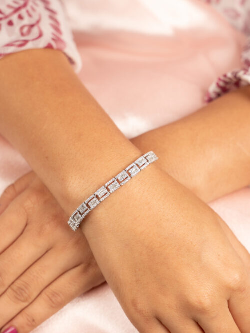 Baguette Pure Silver Adjustable Ladies Bracelet