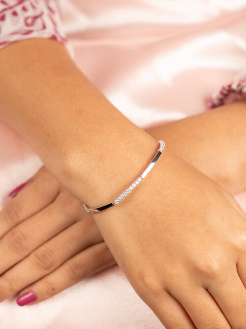 Pure Silver Diamond Design Fusion Ladies Bracelet