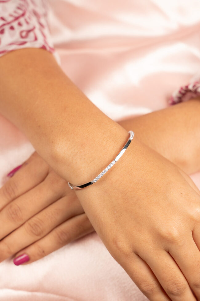 Pure Silver Diamond Design Fusion Ladies Bracelet