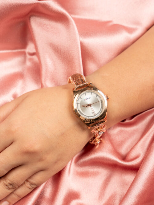 Pure Silver Rose Gold Ladies Watch