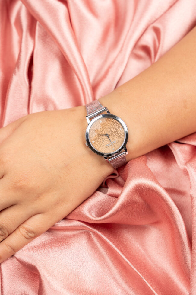 Pure Silver Metallic Dial Watch