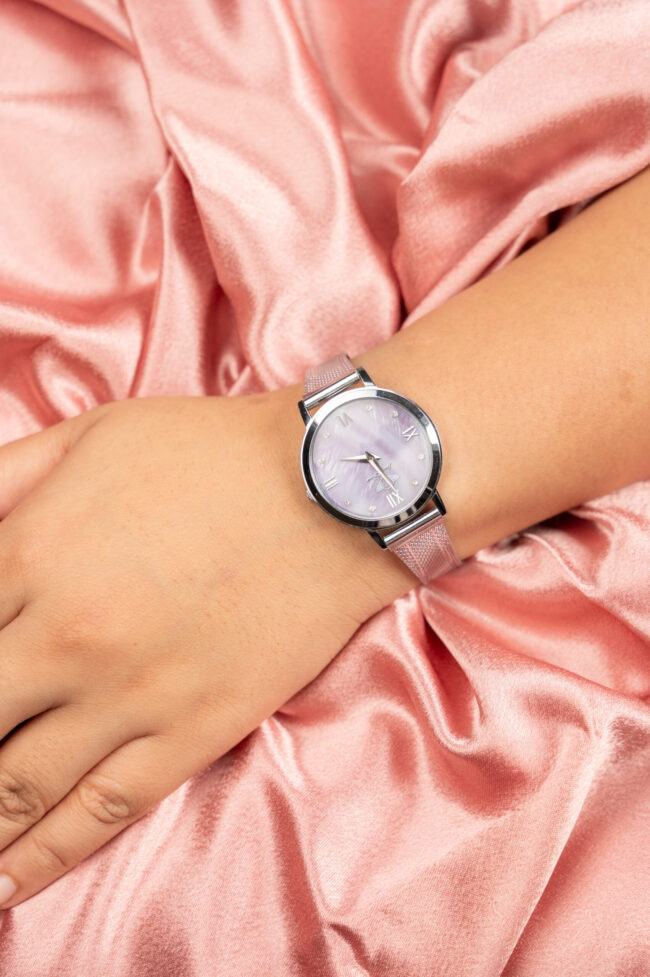 Lavender Colour Pure Silver Watch