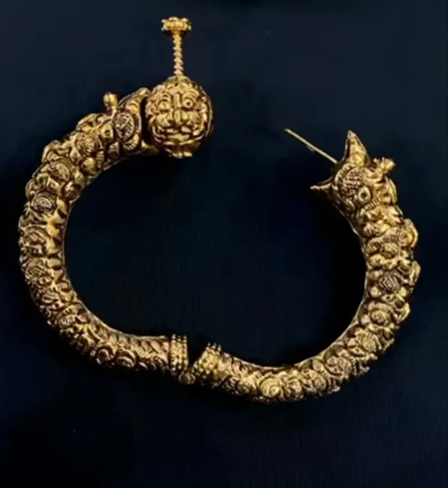 Nakashi Gold plated Silver Antique kada - Image 2