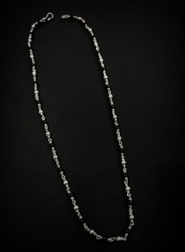 Pure Silver Black Bead Silver Bead Chain - Image 2