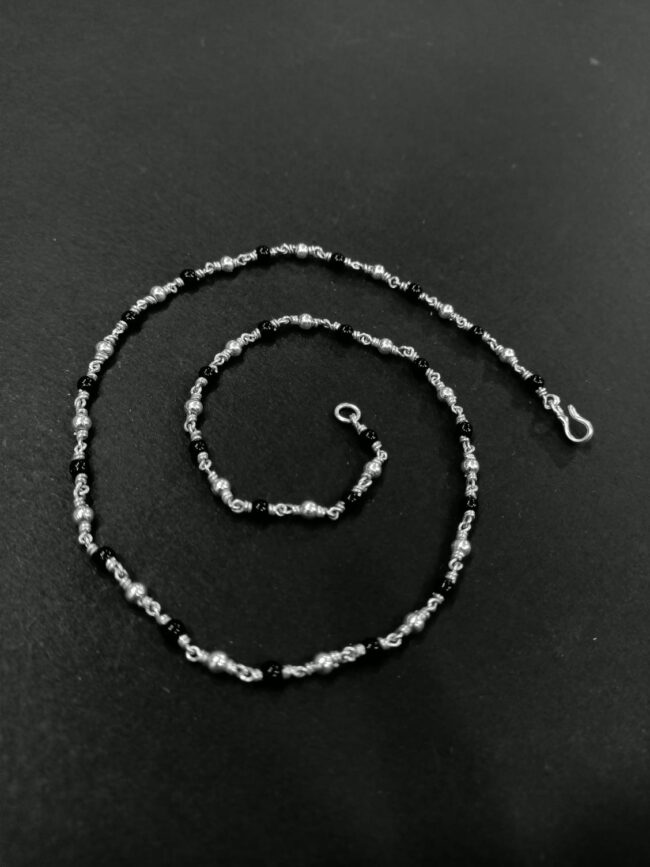 Pure Silver Black Bead Silver Bead Chain - Image 3