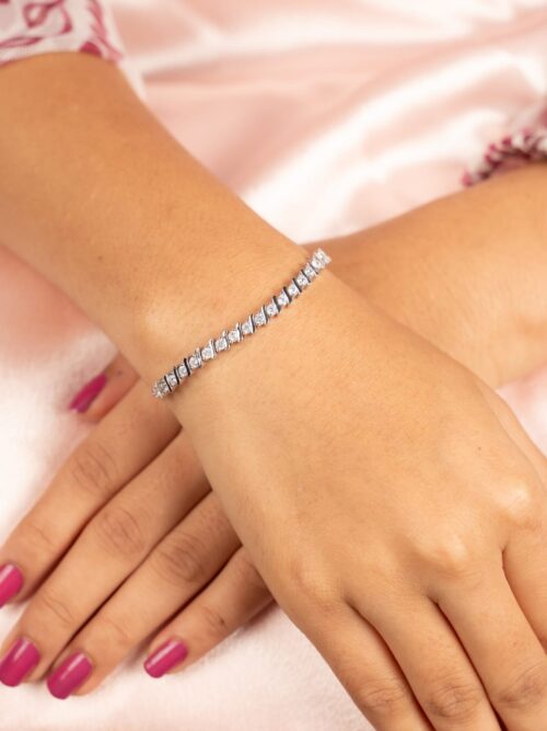 Elegant Tennis Adjustable Pure Silver Bracelet