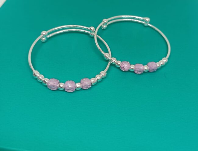 Pure Silver Pink Baby Kada - Image 2