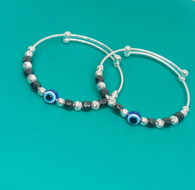 Pure Silver Evil Eye Baby Kada - Image 2