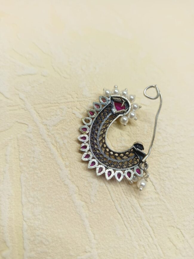Pure Silver Peacock Press Nath - Image 4