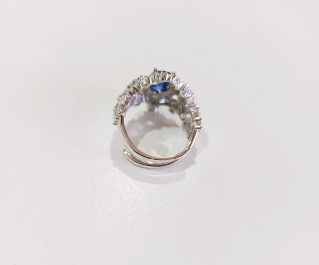 Pure Silver Sapphire Cocktail Ring - Image 3