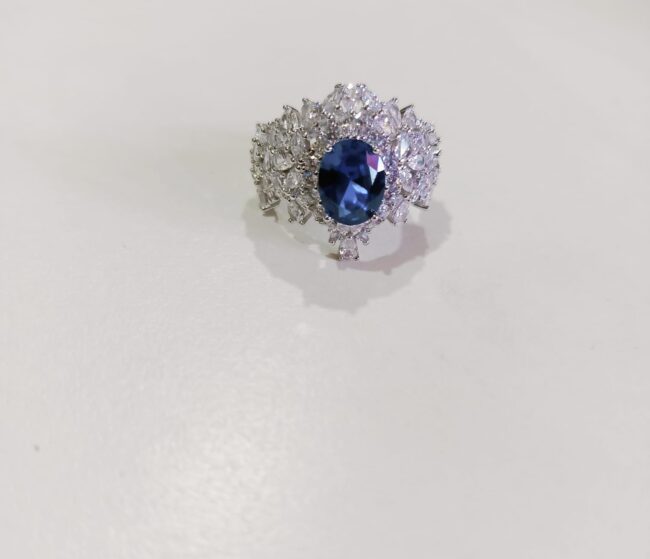 Pure Silver Sapphire Cocktail Ring - Image 2
