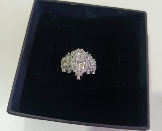 Pure Silver Queen Solitaire Cocktail Ring - Image 2
